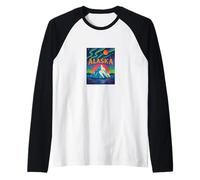 Alaska Wilderness Retro Northern Adventure Midnight Sun Raglan Baseball Tee