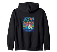 Alaska Wilderness Retro Northern Adventure Midnight Sun Zip Hoodie