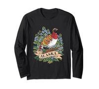 Alaska Willow Ptarmigan Bird and Forget-Me-Not Flower Long Sleeve T-Shirt