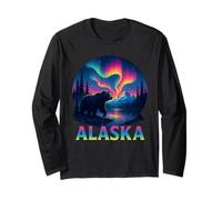 Alaskan Bear Northern Lights Aurora Alaska Trip Vacation Long Sleeve T-Shirt