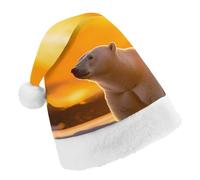 Alaskan Bears in Sunset Christmas Hat with Pom-Pom Breathable Classic Xmas Beanie Cap Headwear for Party