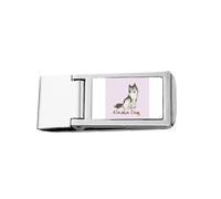 Alaskan Dog Breed USA Art Deco Fashion Slim Money Clip Stainless Holder Pocket Wallet