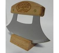 Alaskan Inupiat Style Ulu with Alaska Cutlery Etched Birchwood Handle, 6.25 Inch Blade