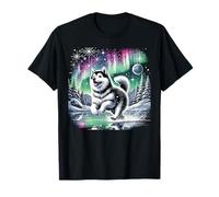 Alaskan Klee Kai Dog Owner Under Aurora T-Shirt
