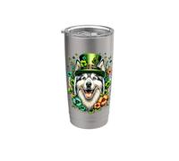 Alaskan Klee Kai Dog St Patricks Day Artwork Stainless Steel Insulated Tumbler