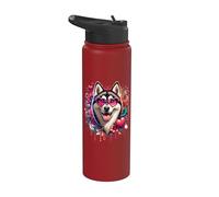 Alaskan Klee Kai Dog St Valentines Day Artwork Stainless Steel Insulated Water Bottle