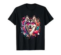 Alaskan Klee Kai Dog St Valentines Day Artwork Value Graphic T-Shirt, Men, Black, S
