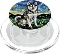 Alaskan Klee Kai Starry Night Cute Dog Lover Artwork PopSockets PopGrip for MagSafe