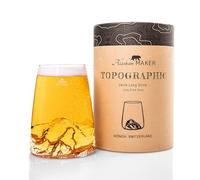 Alaskan MAKER Long Glass 450ml - Premium Crystalline Glass Hand-blown with Mountains in Relief | Cocktail, Beer or Soft TOPOGRAPHIC (Aiguille Du Midi)