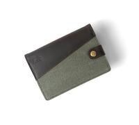 Alaskan MAKER - Compact XL Wallet - Full Grain Leather & Cotton - 10 Cards, Banknotes & Coins - RFID Anti-Piracy Protection - Magnetic Compartment - Pull-Out System, Green Olive, L8.5cm x H12cm