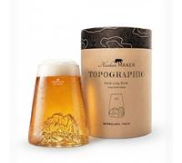 Alaskan MAKER Drinking Glass 15.2 fl oz - High Quality Hand Blown Borosilicate Glass with Artistic Mountain Relief | Cocktail, Beer or Soft Drink TOPOGRAPHIC (Marmolada)