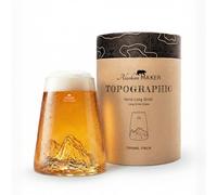 Alaskan MAKER Long glass 450 ml - High quality Borosilicate hand-blown with mountains in relief | Cocktail, beer or soft TOPOGRAPHIC (Tofane)