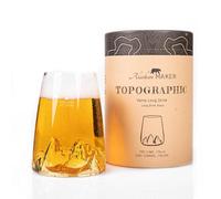 Alaskan MAKER Long Glass 450ml - Premium Crystalline Glass Hand-blown with Mountains in Relief | Cocktail, Beer or Soft TOPOGRAPHIC (Tre Cime di Lavaredo)