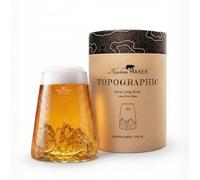 Alaskan MAKER Long glass 450 ml - High quality Borosilicate hand-blown with raised mountains | Cocktail, beer or soft TOPOGRAPHIC (Sassolungo)