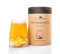 Alaskan MAKER Long glass 450 ml - High quality Borosilicate hand-blown with raised mountains | Cocktail, beer or soft TOPOGRAPHIC (Eiger)