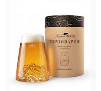 Alaskan MAKER Long glass 450 ml - High quality Borosilicate hand-blown with raised mountains | Cocktail, beer or soft TOPOGRAPHIC (Austrian Mountain)