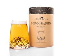 Alaskan MAKER Long Glass 450ml - Premium Crystalline Glass Hand-blown with Embossed Mountains | Cocktail, Beer or Soft TOPOGRAPHIC (Jungfrau)