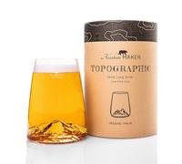 Alaskan MAKER Long Glass 450ml - Premium Crystalline Glass Hand Blown with Embossed Mountains | Cocktail, Beer or Soft TOPOGRAPHIC (Vesuve)