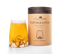 Alaskan MAKER Long Glass 450 ml - Premium Crystalline Glass Hand-blown with Embossed Mountains | Cocktail, Beer or Soft TOPOGRAPHIC (Fitz Roy)