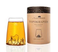 Alaskan MAKER Long Glass 450ml - Premium Crystalline Glass Hand Blown with Embossed Mountains | Cocktail, Beer or Soft TOPOGRAPHIC (Everest)
