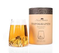 Alaskan MAKER Long Glass 450ml - Premium Crystalline Glass Hand-blown with Embossed Mountains | Cocktail, Beer or Soft TOPOGRAPHIC (Monte Rosa)