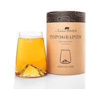 Alaskan MAKER Long Glass 450ml - Premium Borosilicate Glass Hand-Blown with Embossed Mountains | Cocktail, Beer or Soft TOPOGRAPHIC (Fuji)