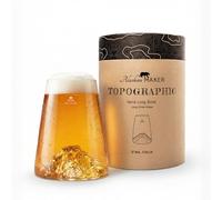 Alaskan MAKER Long Glass 450ml - Premium Crystalline Glass Hand-blown with Embossed Mountains | Cocktail, Beer or Soft TOPOGRAPHIC (Etna)