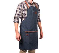 Alaskan Maker No. 547 Men’s Multi-Pocket Apron, Coated Canvas and Leather, Cross Straps, One size, navy, Universelle