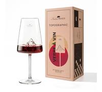 Alaskan MAKER Wine glass 400 ml - High quality mouth-blown borosilicate glass with 3D embossed mountain at the bottom | Rigid box premium magnetic cardboard | TOPOGRAPHIC (Matterhorn)