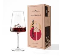 Alaskan MAKER Wine Glass 400 ml - Premium Borosilicate Glass Mouth Blown with 3D Embossed Mountain at the Bottom | Rigid Box Premium Magnetic Cardboard | TOPOGRAPHIC (Everest)