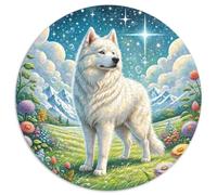 Alaskan Malamute 1000-Piece Circular Puzzle Featuring Pet Dog, Just The Right Level of Challenge, Great for Group Activities 1000pcs (67.5x67.5cm)