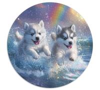 Alaskan Malamute 1000 Piece Jigsaw Puzzles Round Jigsaw Creative Educational Games Color Challenge for Adults And Kids 1000pcs (67.5x67.5cm)