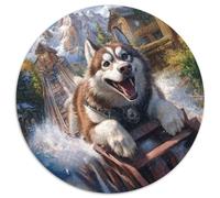 Alaskan Malamute 1000 Piece Jigsaw Puzzles Round Puzzles For Adults And Kids Difficult Challenge Challenging & Educational Art 1000pcs (67.5x67.5cm)