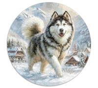 Alaskan Malamute 1000 Piece Round Jigsaw Puzzles Amily Game Creative for Travel Gifts,Present 1000pcs (67.5x67.5cm)