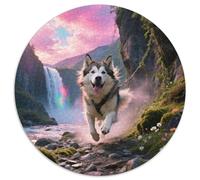 Alaskan Malamute 1000-Piece Round Jigsaw with Pet Dog, Quite The Challenge for Puzzle Collectors, Great for Dining Tables 1000pcs (67.5x67.5cm)