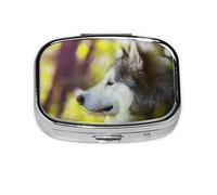 Alaskan Malamute Bokeh Pets Dogs Cute,Meta Pill Box 2 Compartment Medicine Case,Portable Organizer