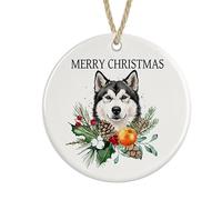 Alaskan Malamute Ceramic Ornament Merry Christmas, Christmas Tree Decoration Bauble