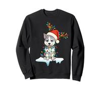 Alaskan Malamute Christmas Santa Hat Reindeer Lights Pajamas Sweatshirt