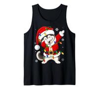 Alaskan Malamute Dog Christmas Lights Dab Dance Santa Xmas Tank Top