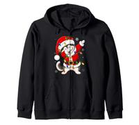 Alaskan Malamute Dog Christmas Lights Dab Dance Santa Xmas Zip Hoodie