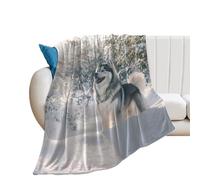 Alaskan Malamute Dog Winter Sun Fluffy Throw Blanket for Bed Sofa Cozy Decorative Fleece Blankets