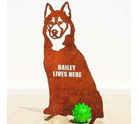 Alaskan Malamute Garden Ornament Christmas Dog Lover Owner Gift Siberian Husky Related Statue Figure Home Decoration Sculpture (Personalised Husky Malamute - Natural Oxidised)