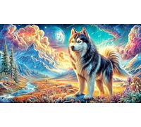 Alaskan Malamute in Mountain Landscape Recycled Paper Jigsaw Puzzle 1000 Piece - Fun Present & Great Gift Idea for Adults 38x52/1000pcs