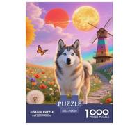 Alaskan Malamute Jigsaw Creative Suitable for Adults And Kids 1000 Piece Cute Pet Puzzles Games Unique Home Decor 70x50cm