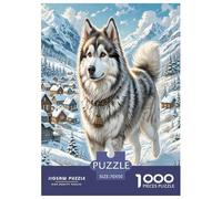 Alaskan Malamute Jigsaw Puzzles Puzzle for Adults Kids. 1000 Pieces Loyal animals Impossible Challenge Toy Educational Games Home Decoration for Educational Games Gifts 70x50cm/1000pcs