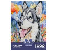Alaskan Malamute Jigsaw Puzzles Puzzle for Adults Kids. 1000 Pieces Whimsical Challenge Toy Educational Game Home Decoration for Educational Games Gifts 38x26cm/1000pcs