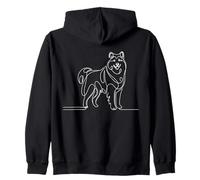 Alaskan Malamute Line Art Dog Zip Hoodie