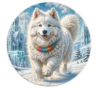 Alaskan Malamute Puzzle 1000 Pieces Jigsaw Round Jigsaws Adults Kids Puzzles Challenge Reliever Family Game Stress Adult Difficult Suitable for Home Decor 1000pcs (67.5x67.5cm)