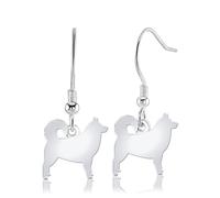 Alaskan Malamute Silhouette Silver Earrings