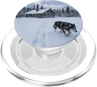 Alaskan Malamute Snow Cabin Winter Mountain Scene PopSockets PopGrip for MagSafe